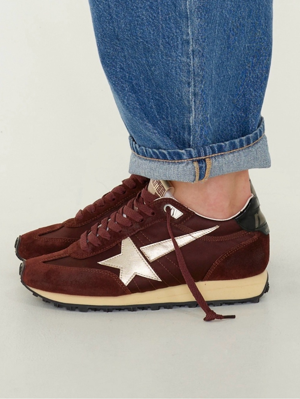 Golden Goose Women Marathon Sneaker Brown Satin/Suede/Platinum sz 40 New in Box